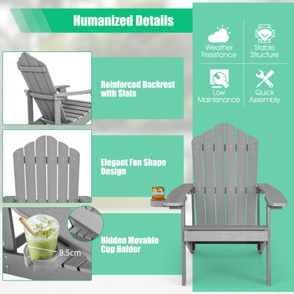 Adirondack Chair with Cup Holder for Patio-Silver