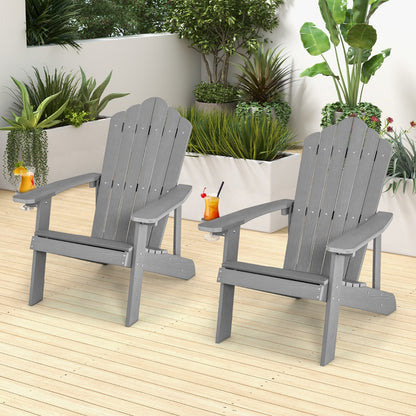 Adirondack Chair with Cup Holder for Patio-Silver