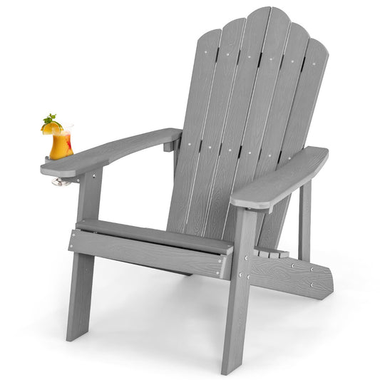 Adirondack Chair with Cup Holder for Patio-Silver