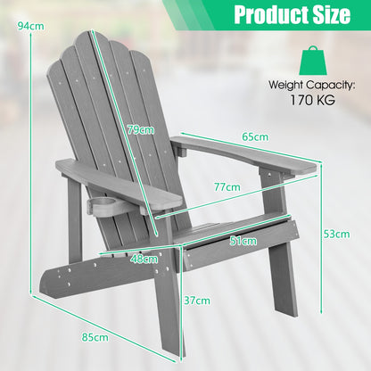 Adirondack Chair with Cup Holder for Patio-Silver