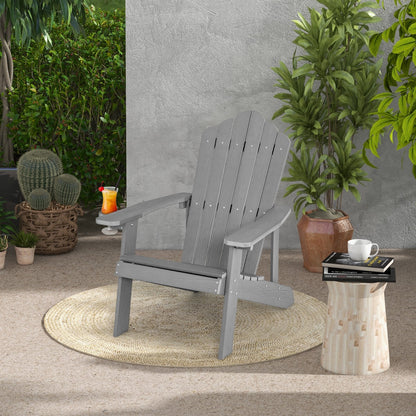 Adirondack Chair with Cup Holder for Patio-Silver