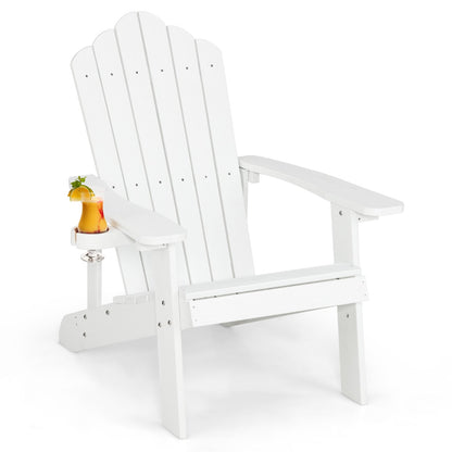 Adirondack Chair with Cup Holder for Patio-White