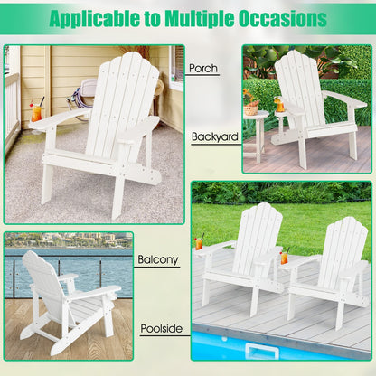 Adirondack Chair with Cup Holder for Patio-White