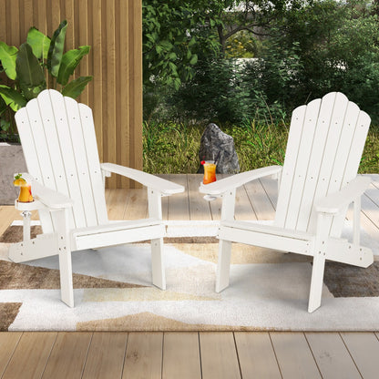 Adirondack Chair with Cup Holder for Patio-White