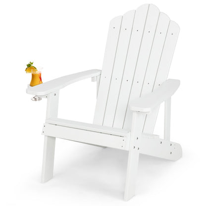 Adirondack Chair with Cup Holder for Patio-White