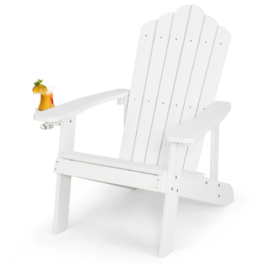 Adirondack Chair with Cup Holder for Patio-White