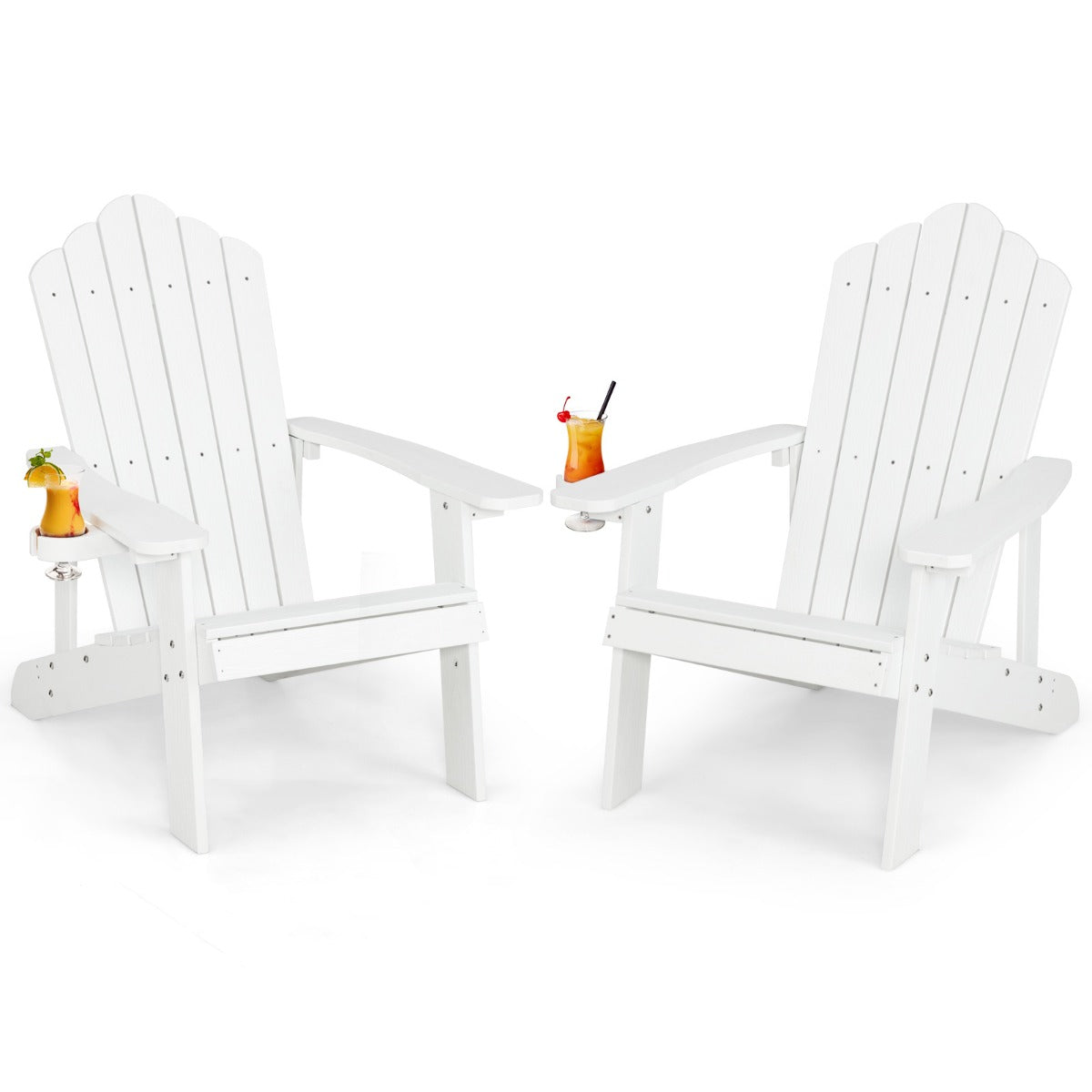 Adirondack Chair with Cup Holder for Patio-White