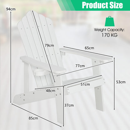 Adirondack Chair with Cup Holder for Patio-White