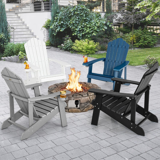 Adirondack Chair with Cup Holder for Patio-White
