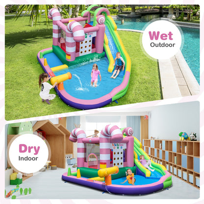 9-in-1 Sweet Candy Inflatable Water Slide Bounce House with Slide (without Blower & Balls)
