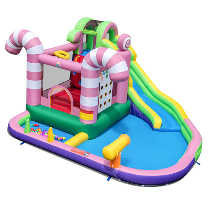 9-in-1 Sweet Candy Inflatable Water Slide Bounce House with Slide (without Blower & Balls)