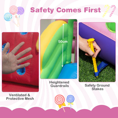 9-in-1 Sweet Candy Inflatable Water Slide Bounce House with Slide (without Blower & Balls)