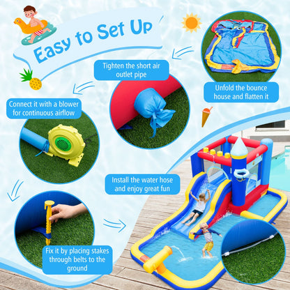 Inflatable Water Slide with Jumping House for Kids Aged 3+ (with Blower)