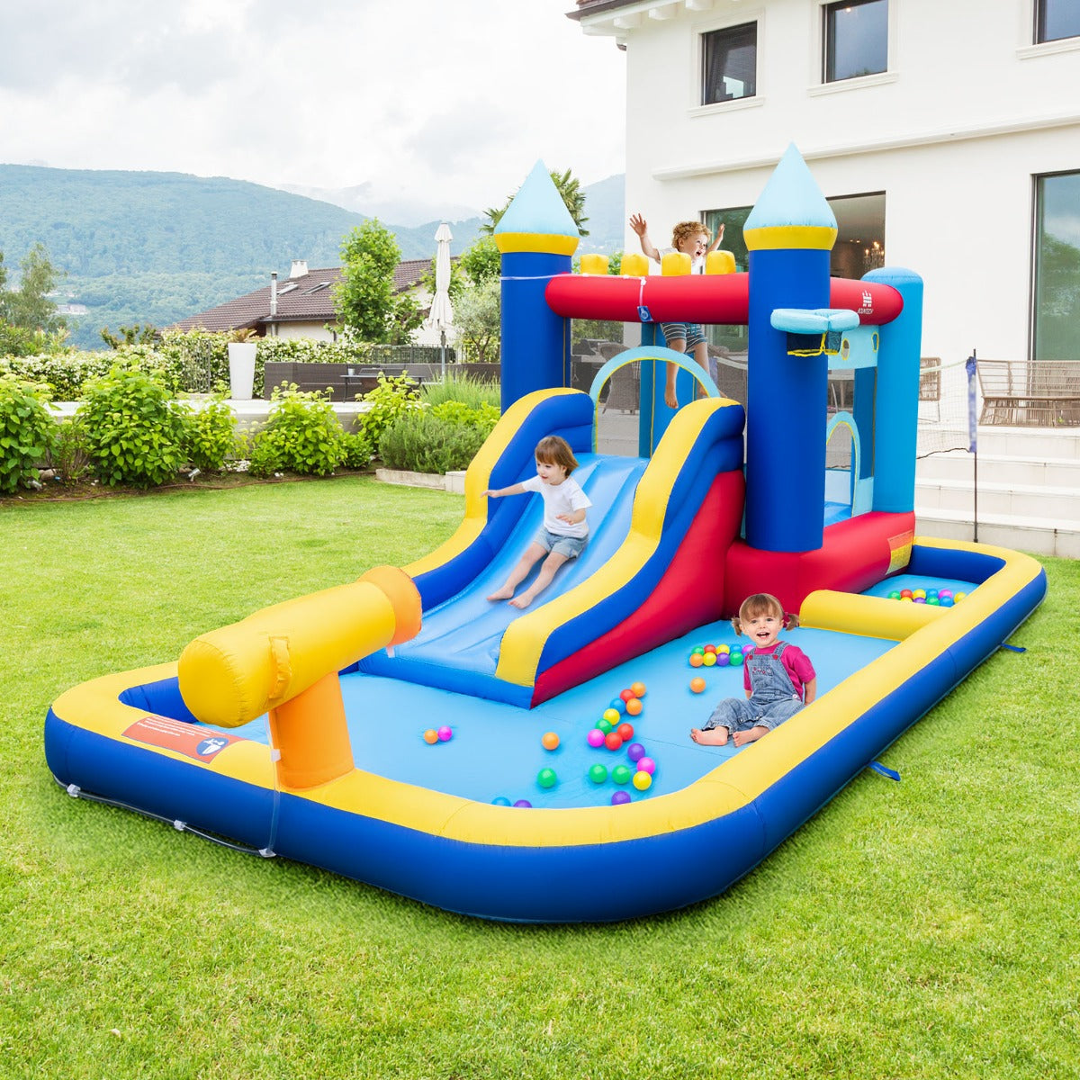 Inflatable Water Slide with Jumping House for Kids Aged 3+ (with Blower)