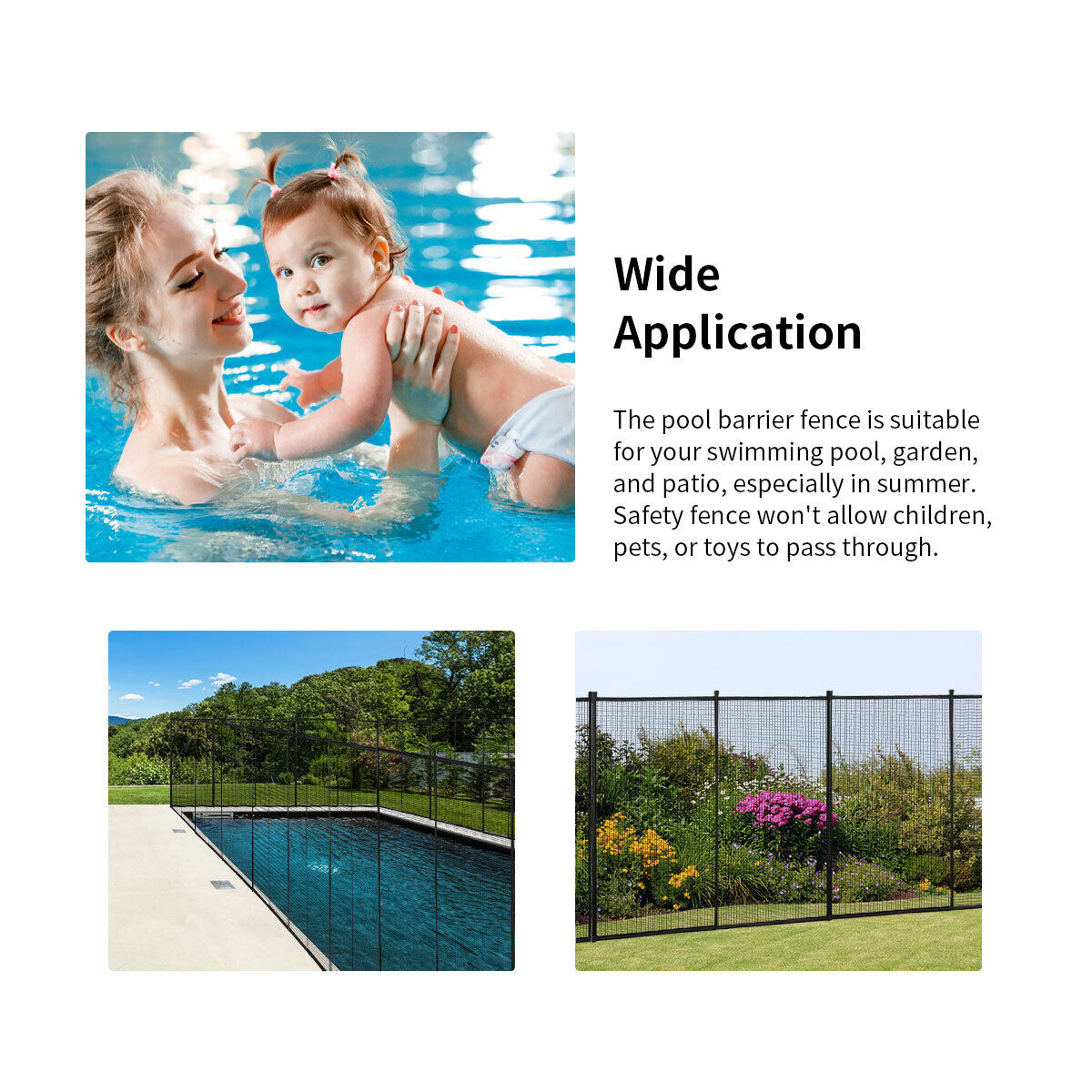 Mesh Swimming Pool Safety Fence with Spring-Loaded Safety Latch System