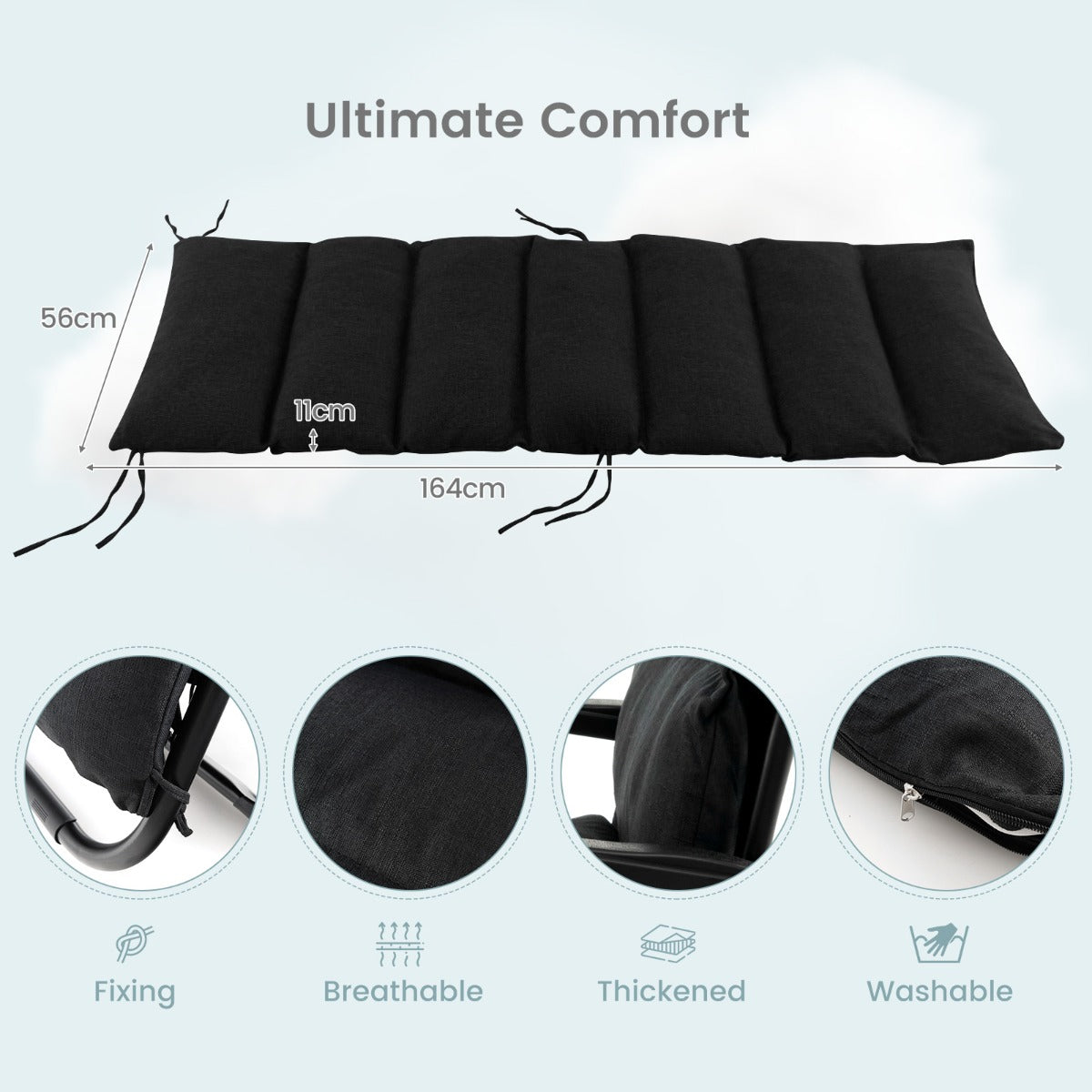 Adjustable Metal Zero Gravity Lounge Chair with Removable Cushion-Black