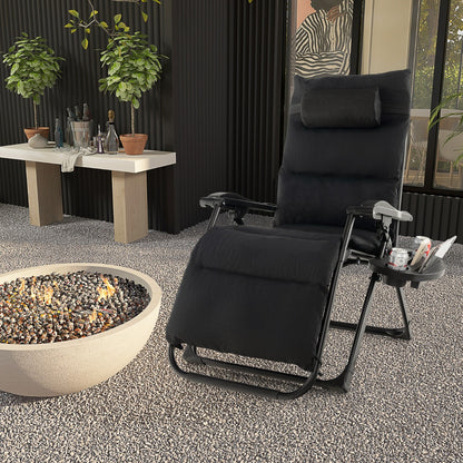 Adjustable Metal Zero Gravity Lounge Chair with Removable Cushion-Black