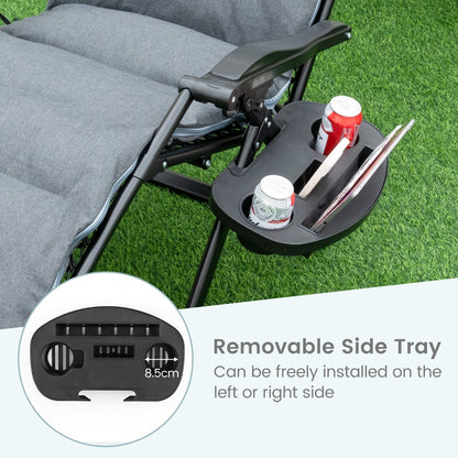 Adjustable Metal Zero Gravity Lounge Chair with Removable Cushion-Grey