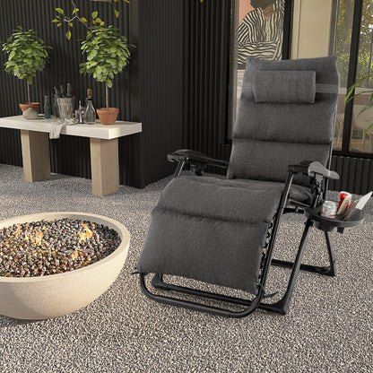 Adjustable Metal Zero Gravity Lounge Chair with Removable Cushion-Grey