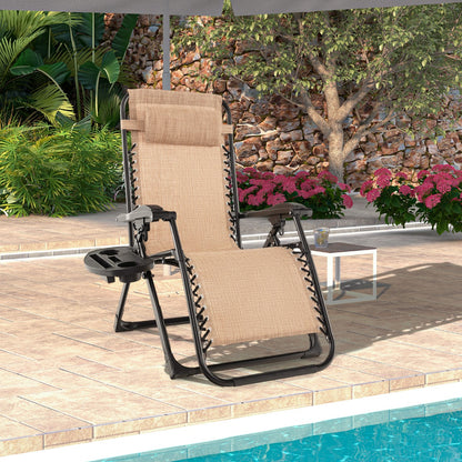 Adjustable Metal Zero Gravity Lounge Chair with Removable Cushion-Beige