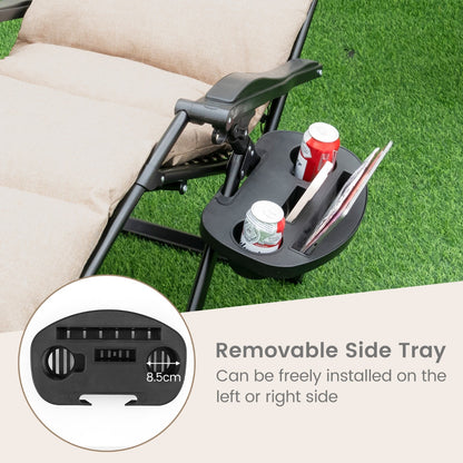 Adjustable Metal Zero Gravity Lounge Chair with Removable Cushion-Beige