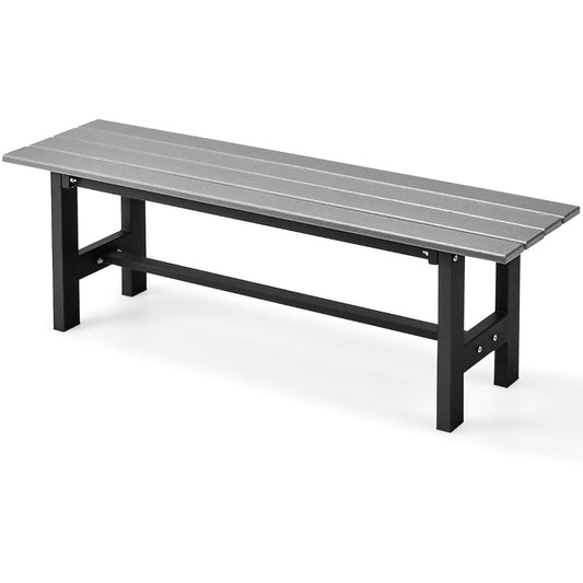 120cm 2-Person Outdoor Bench with Slatted Seat-Grey