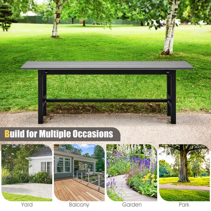 120cm 2-Person Outdoor Bench with Slatted Seat-Grey