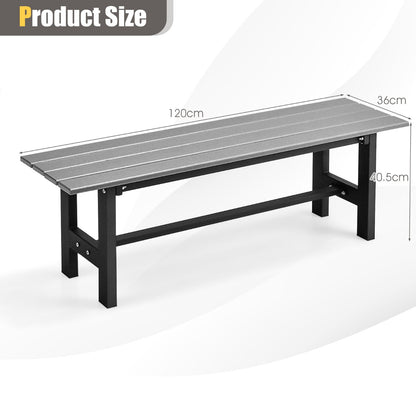 120cm 2-Person Outdoor Bench with Slatted Seat-Grey