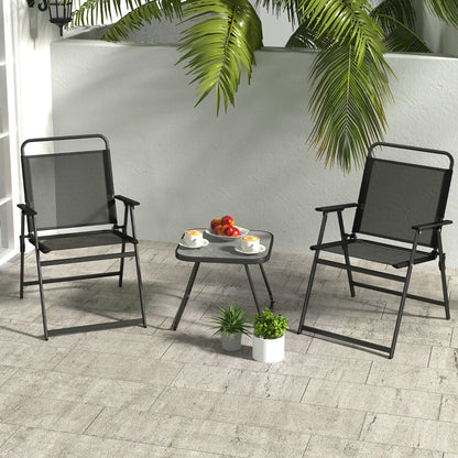3 Piece Patio Folding Conversation Set with Coffee Table for Backyard