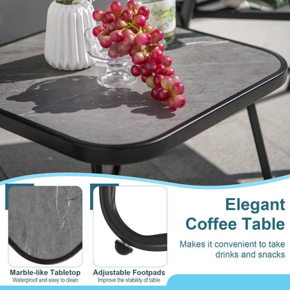 3 Piece Patio Folding Conversation Set with Coffee Table for Backyard