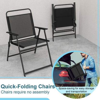 3 Piece Patio Folding Conversation Set with Coffee Table for Backyard