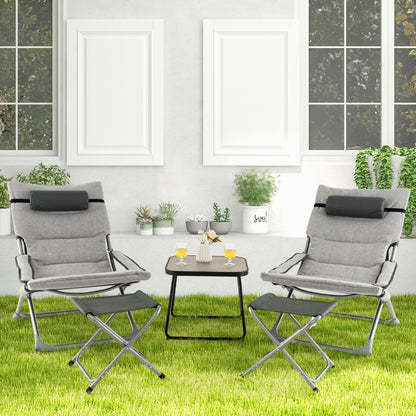 5 Piece Patio Sling Chair Set with Ottoman & Coffee Table for Garden