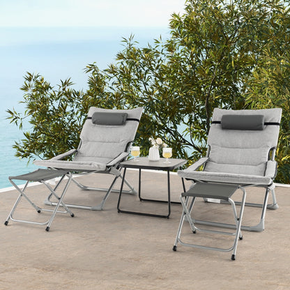 5 Piece Patio Sling Chair Set with Ottoman & Coffee Table for Garden