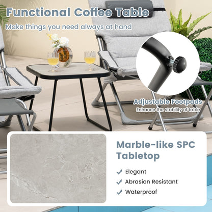 5 Piece Patio Sling Chair Set with Ottoman & Coffee Table for Garden