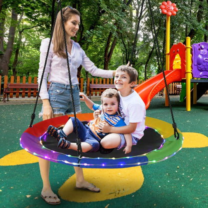 100cm Saucer Tree Swing with LED Lights for Kids-Multicolor