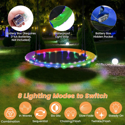 100cm Saucer Tree Swing with LED Lights for Kids-Multicolor