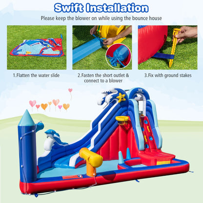 Inflatable Bounce House with Long Slide with 680W Blower