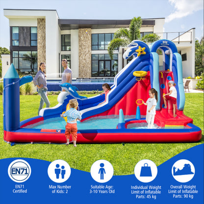 Inflatable Bounce House with Long Slide with 680W Blower