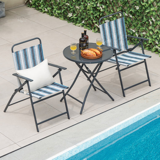 Costway 3 Piece Outdoor Folding Bistro Set with Folding Table for Outdoor/Indoor Use