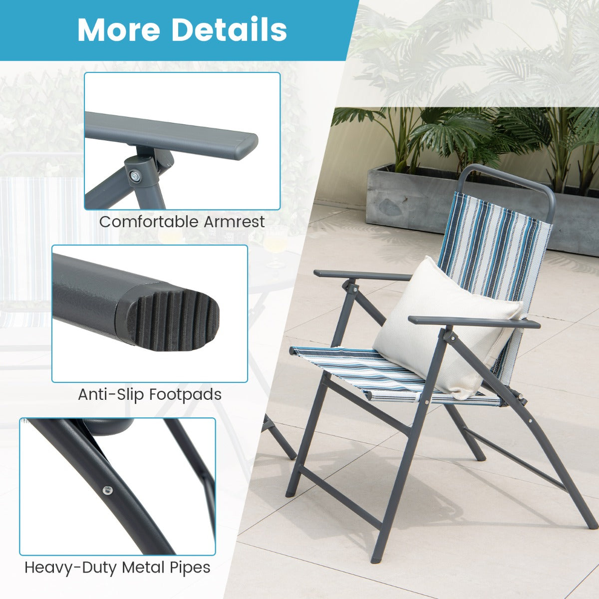 Fixing buckles help prevent accidental folding while anti-slip footpads protect the ground from scratches