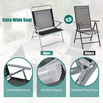 Compact three-piece bistro set is suitable for patios, balconies, gardens, porches, and poolside
