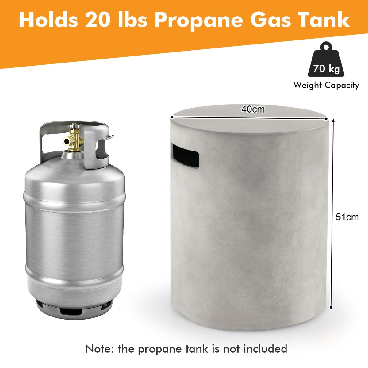 Costway Concrete Propane Tank Cover Fits Standard 20 LBS Propane Gas Tank