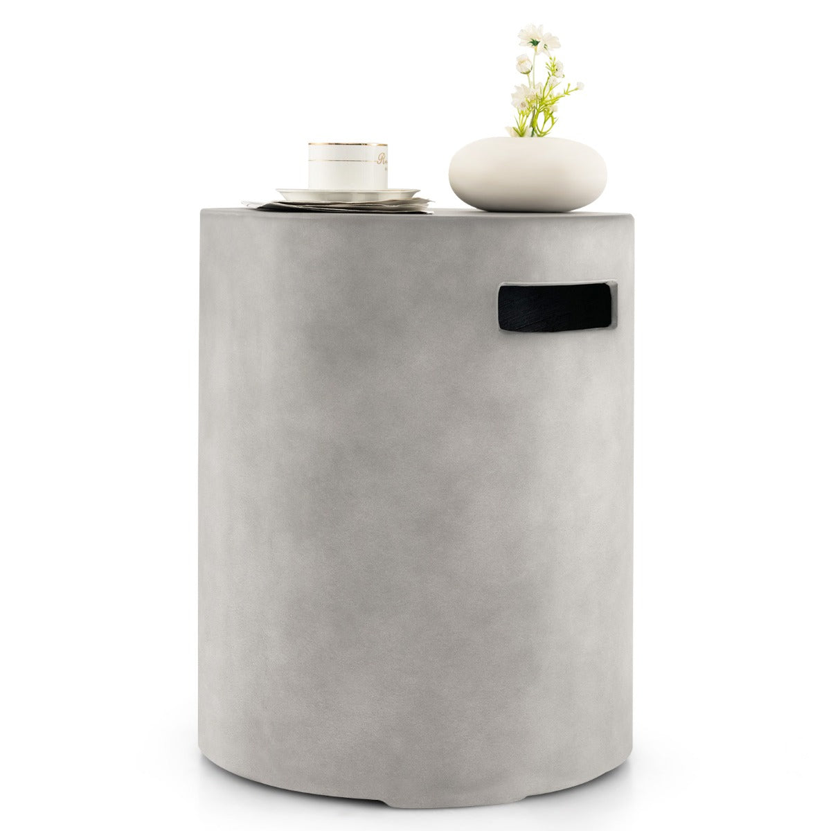 Outdoor Concrete-Look Propane Tank Cover & Side Table, 40x40x51 cm, 70 kg Capacity