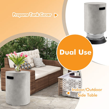Outdoor Concrete-Look Propane Tank Cover & Side Table, 40x40x51 cm, 70 kg Capacity