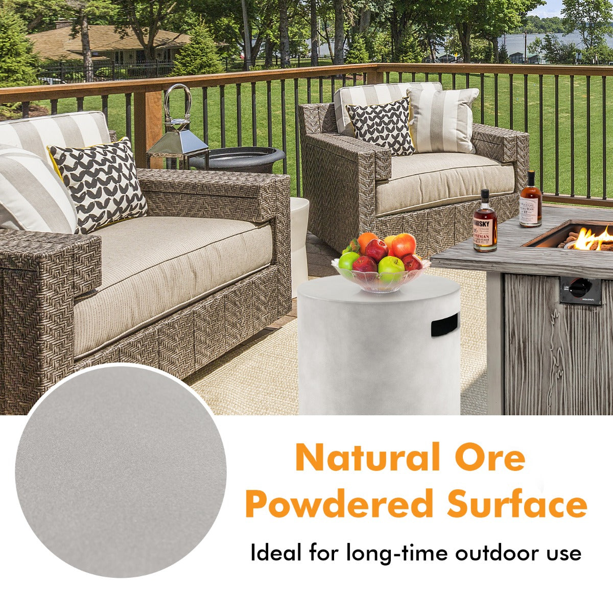 Costway Concrete Propane Tank Cover Fits Standard 20 LBS Propane Gas Tank