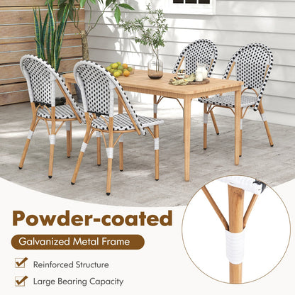Low-maintenance bistro chairs with treated rattan and a durable weather-resistant metal structure