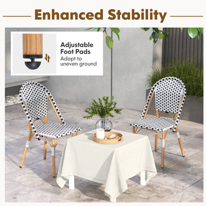 Portable hand-woven patio chairs with compact dimensions for flexible placement and easy rearrangement