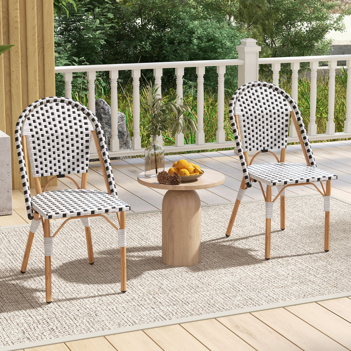 Durable hand-woven rattan chairs suitable for patios, cafes, kitchens, breakfast nooks and gardens