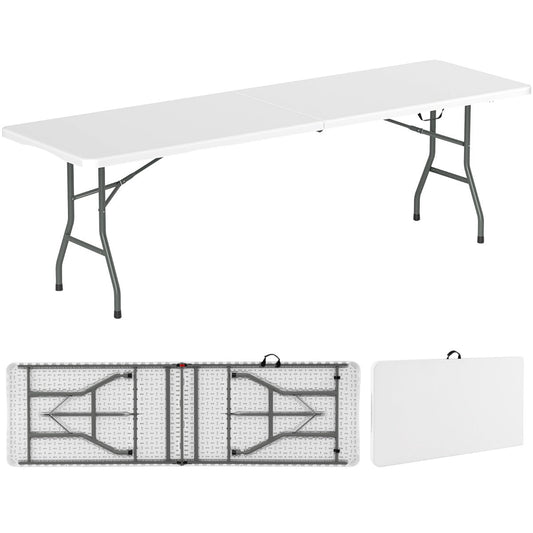 245cm folding outdoor table with a thick weatherproof HDPE tabletop and 160kg load capacity