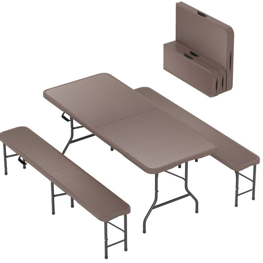 180 cm folding picnic table and benches set provides spacious seating for outdoor gatherings